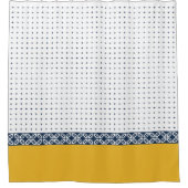 Navy White Yellow Eastern Geometric Pattern Douchegordijn (Voorkant)