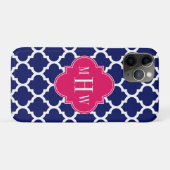 Navy WhMoroccan #5 Raspberry 3 Initiaal monogram Case-Mate iPhone Case (Achterkant (horizontaal))