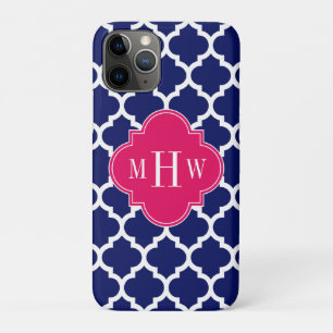 Navy WhMoroccan #5 Raspberry 3 Initiaal monogram Case-Mate iPhone Case