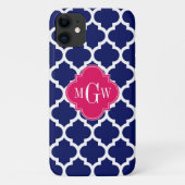 Navy WhMoroccan #5 Raspberry 3 Initiaal monogram Case-Mate iPhone Case (Achterkant)