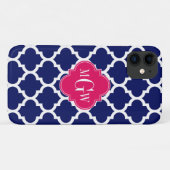 Navy WhMoroccan #5 Raspberry 3 Initiaal monogram Case-Mate iPhone Case (Achterkant (horizontaal))