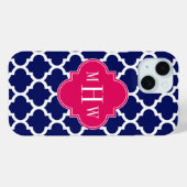 Navy WhMoroccan #5 Raspberry 3 Initiaal monogram Case-Mate iPhone Case (Achterkant (horizontaal))
