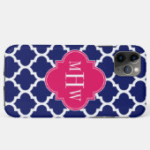 Navy WhMoroccan #5 Raspberry 3 Initiaal monogram Case-Mate iPhone Case (Achterkant (horizontaal))