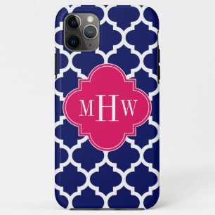 Navy WhMoroccan #5 Raspberry 3 Initiaal monogram Case-Mate iPhone Case