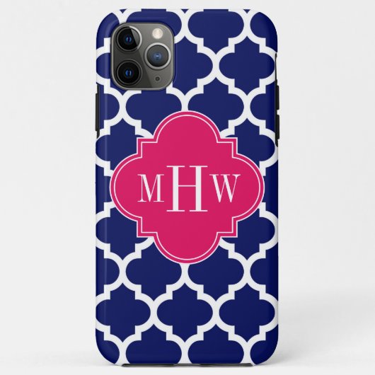 Navy WhMoroccan #5 Raspberry 3 Initiaal monogram Case-Mate iPhone Case (Achterkant)