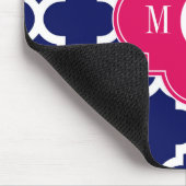 Navy WhMoroccan #5 Raspberry 3 Initiaal monogram Muismat (Hoek)