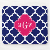 Navy WhMoroccan #5 Raspberry 3 Initiaal monogram Muismat (Voorkant)