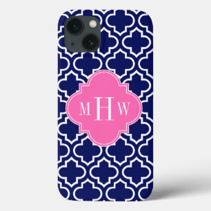 Navy WhMoroccan #6 Hot Pink 3 Initiaal monogram Case-Mate iPhone Case