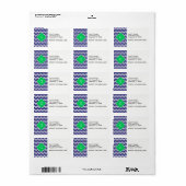 Navy Wht Chevron Emerald Green Quatrefoil Monogram Etiket (Full Sheet)