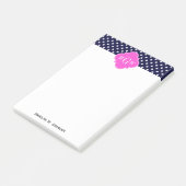 Navy Wht Polka Dot Hot Pink Quatrefoil 3 Monogram Post-it® Notes (Schuin)