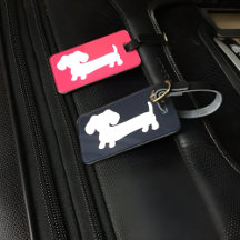 Navy Wiener Dog Bagage Bag Label Gift