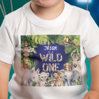 Navy Wild One, Oerwoud Safari Animals, Baby boy 1s