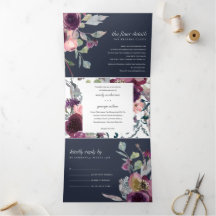 NAVY WILD PAARSE LILA FLORAL WATERVERF WEDING