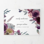 NAVY WILD PAARSE LILA FLORAL WATERVERF WEDING DRIELUIK UITNODIGING (Cover)