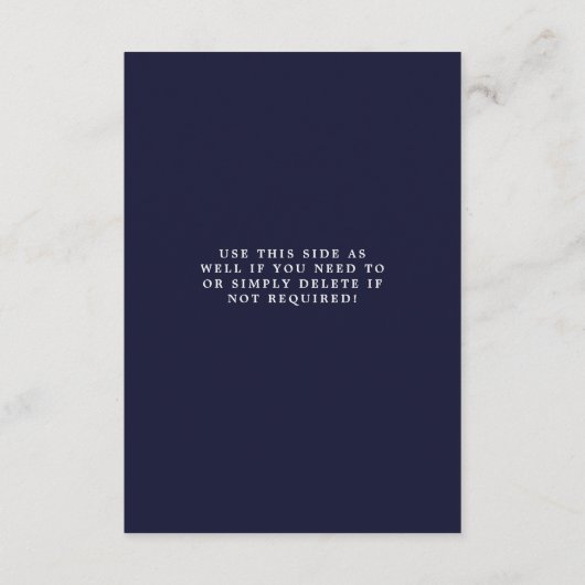 Navy Wildflower Bloemen Bruiloft Informatie Kaart (Achterkant)