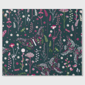 Navy Wildflower Elegance Cadeaupapier (Vlak)