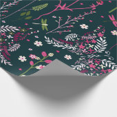 Navy Wildflower Elegance Cadeaupapier (Hoek)