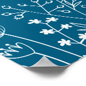 Navy Wildflower Engagement Party Welkom Poster (Hoek)