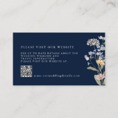 Navy Wildflower Meadow Tuin Bruiloft Details QR Informatiekaartje (Voorkant)