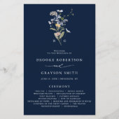 Navy Wildflower Meadow Tuin Huwelijksprogramma (Voorkant)