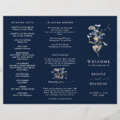 Navy Wildflower Meadow Tuin Huwelijksprogramma (Voorkant)