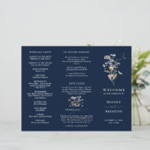 Navy Wildflower Meadow Tuin Huwelijksprogramma (Staand voorkant)