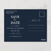 Navy Wildflower Save The Date met Foto Briefkaart (Achterkant)