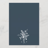 Navy Wildflower Silhouet krans bruiloft Menu (Achterkant)