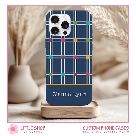 Navy WindowPlaid Monogram Case-Mate iPhone Case