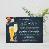 Navy Wine Fancy Just Love Elopement Wedding Invite Save The Date (Staand voorkant)