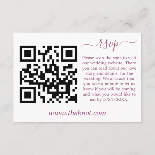Navy Wine Floral Wedding QR Code Response Kaart (Achterkant)
