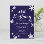 Navy Winter 21st Birthday Uitnodiging (Staand voorkant)