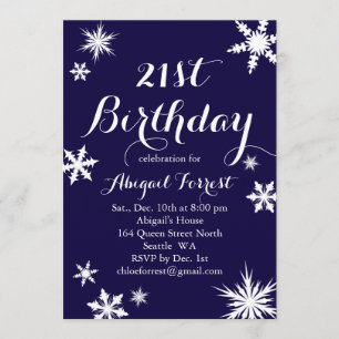 Navy Winter 21st Birthday Uitnodiging