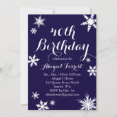 Navy Winter 40th Birthday Invitation Kaart (Voorkant)