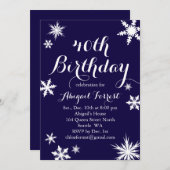 Navy Winter 40th Birthday Invitation Kaart (Voorkant / Achterkant)