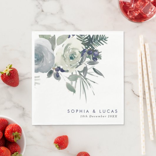 Navy Winter Floral Wedding Servet (Insitu)