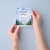 Navy Winter Kerstmis Uitnodigen Programma Menu (Hand)