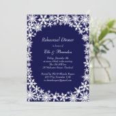 Navy Winter Lace Rehearsal Dinner Invitation Kaart (Staand voorkant)