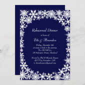 Navy Winter Lace Rehearsal Dinner Invitation Kaart (Voorkant / Achterkant)
