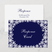 Navy Winter Lace RSVP Kaartje (Voorkant / Achterkant)