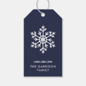 Navy Winter Snowflake Holiday Cadeaulabel (Voorkant)