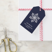 Navy Winter Snowflake Holiday Cadeaulabel