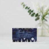 Navy Winter Snowflake Kerstbestelling Dank u Visitekaartje (Staand voorkant)