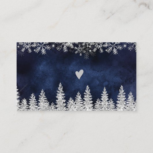 Navy Winter Snowflake Kerstbestelling Dank u Visitekaartje (Achterkant)
