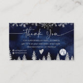 Navy Winter Snowflake Kerstbestelling Dank u Visitekaartje (Voorkant)