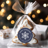 Navy Winter Snowflake Kerstcadeau Label Stickers