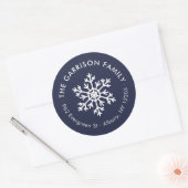 Navy Winter Snowflake Ronde Terugkeer Adres Label (Envelop)