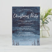 Navy Winter Waterverf kerstdiner feest Kaart (Staand voorkant)