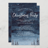 Navy Winter Waterverf kerstdiner feest Kaart (Voorkant / Achterkant)