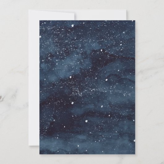 Navy Winter Waterverf Vakantie Party Kaart (Achterkant)